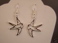 Sparrow Swallow Dove Cutout Silver Earrings Urban NEW