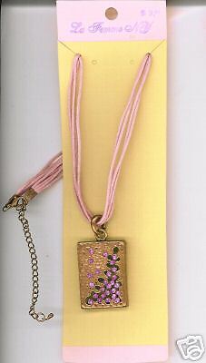 Hammered Antique Copper Pink Sapphire Slide Necklace  