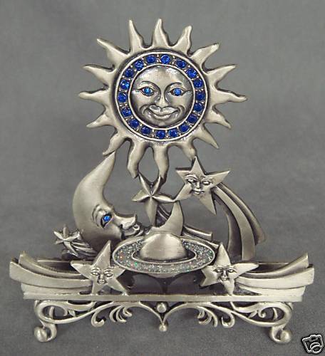 Celestial Business Card Desk Holder Moon Sun Star Stand