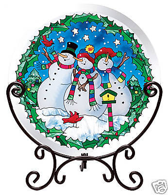 SNOWMEN * SNOW BEVELED TABLE TOP SNOWMAN PANEL & STAND  