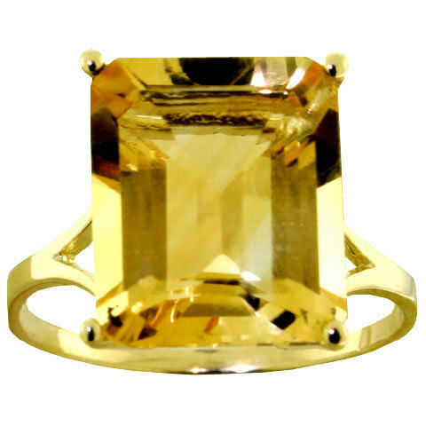 ct Natural Citrine Emerald Cut Gemstone Ring Solid 14K. Yellow 