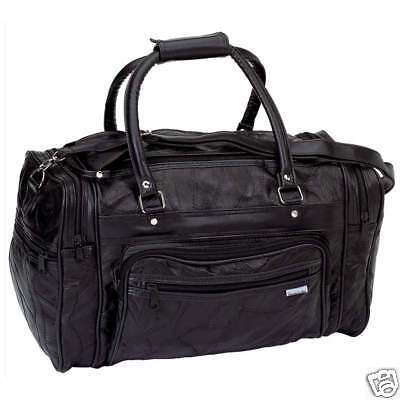 BlK Men Leather Gym Tote Travel Bag Multi Zipper Gift  