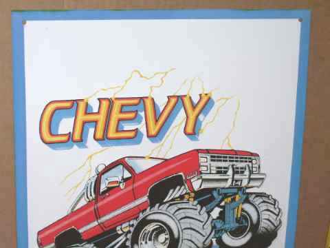   TRUCKS 4X4 Chevy Chevrolet PICK UP TRUCK Hill Climbing BIG TIRE Sign