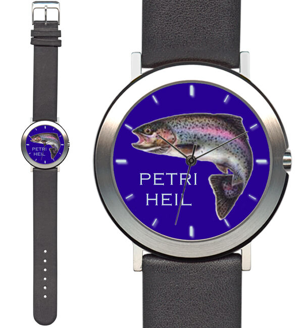 Herrliche Design Uhr Forellen Motiv LOGO UHR GESCHENK  