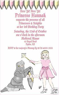 Personalized Knight Princess Birthday Party Invitations  