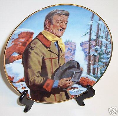 JOHN WAYNE PLATE PINE RIDGE COWBOYS GUNS HORSES HATS  