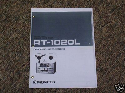 Pioneer RT 1020L Reel to Reel Owners Manual FREE SHIP  