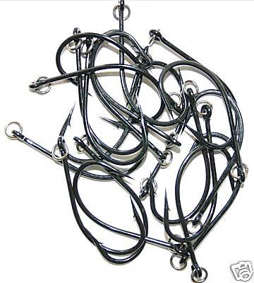 50 Matzuo MR724010 Ringed Black Fish Fishing Hooks size 4/0 with welded rings