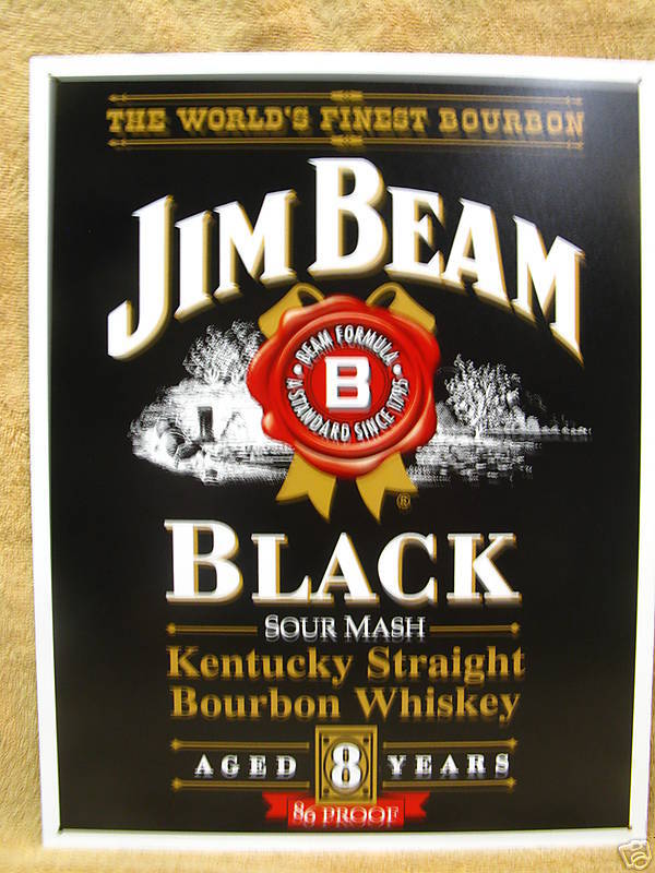 Jim Beam Bourbon Whisky Bar Tin Metal Sign Decor Black  