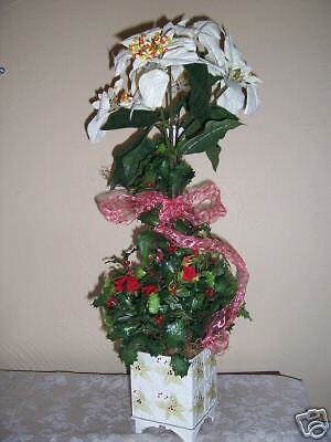 WHITE POINSETTIA FLOWER CHRISTMAS FLORAL ARRANGEMENT  