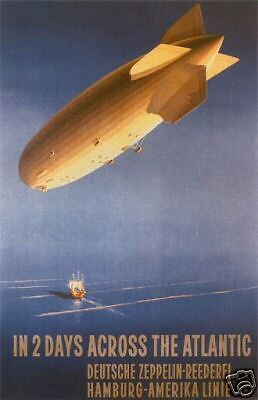 Vintage German Zeppelin Travel Poster  3   