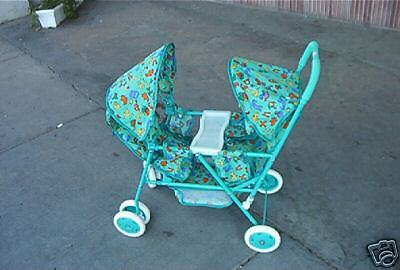 NEW DOLL STROLLER DOUBLE FACE TO FACE4 KIDS GIRL TEAL  