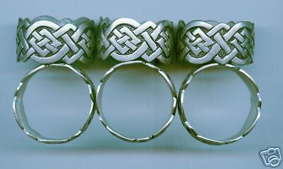 Set of 6 Celtic Weave Pewter Napkin Rings