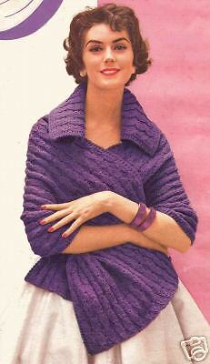 Vintage Knitted Stole Shawl Wrap collar knit pattern  