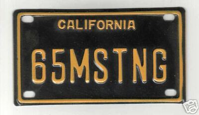 65 MUSTANG Mini Embossed License Plate California Black  