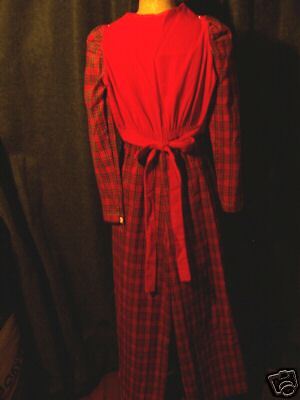 Vintage Betsey Johnson KIDS red plaid cord outfit  