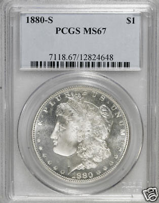 1880 S MS67 MORGAN SILVER DOLLAR PCGS MS 67 LOOKS CAMEO  