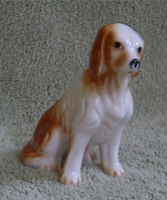 Vintage Sitting Spaniel Puppy Dog Porcelain Figurine  