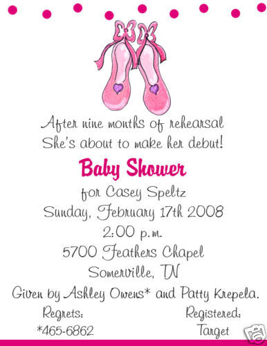 Ballet Ballerina Baby Shower Birthday Invitations  