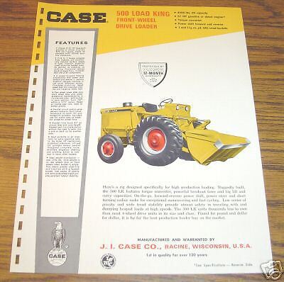 Case 500 Load King Loader Sales Brochure Literature  
