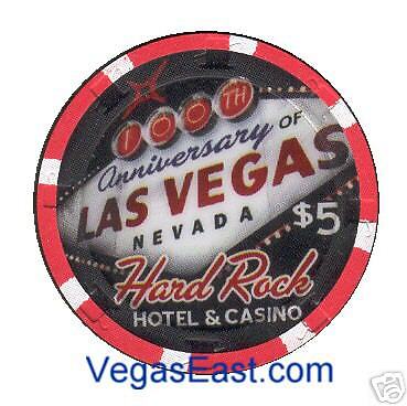 Hard Rock $5 Centennial Casino Chip Las Vegas 100th  