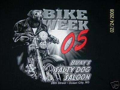 BIKE WEEK SALTY DOG SALOON OCEAN CITY, MD T SHIRT SZ LG  