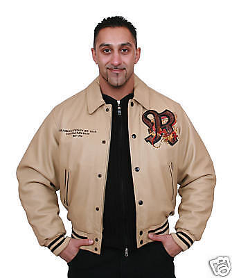 REDSKINS Lederjacke Leder Jacke Dragon Drache Beige M  