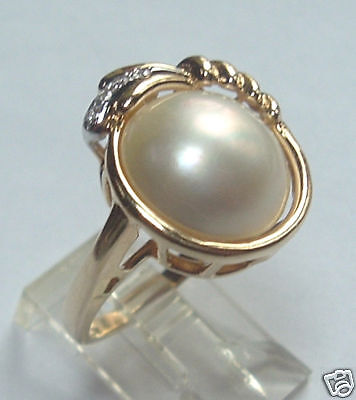 LADIES 14K GOLD MABE MOBE PEARL RING  