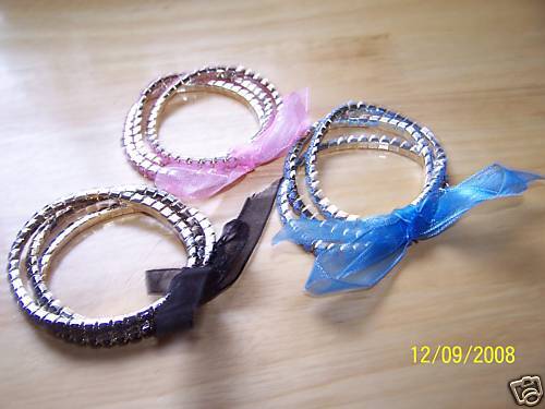 New Lot of 9 Opaque Rhinestone Bracelets Pink blk blue  