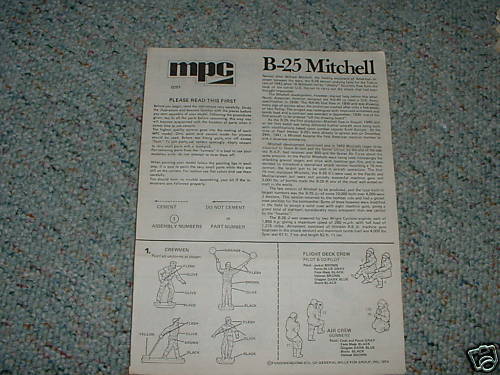 Airfix MPC 1/72 B 25 Mitchell Instructions  