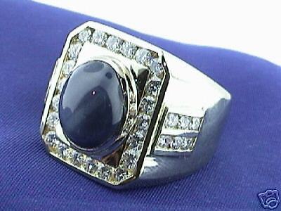 GIGANTIC 10.38 ct MENS BLUE STAR SAPPHIRE DIAMOND RING  