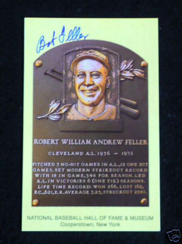 Bob Feller Signed Gold Hall of Fame Card  