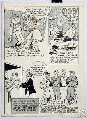   Texas All Stars 1951 Bill McClanahan Original Comic Art Sports Cartoon