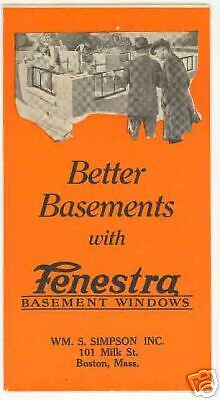 1930s Fenestra Basement Windows, Boston, Ad Brochure  