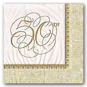 50TH ANNIVERSARY Party Supplies LUNCHEON NAPKINS   NEW  