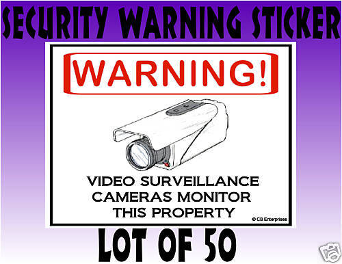 Video Surveillance Camera Warning Stickers NR Lot of 50  