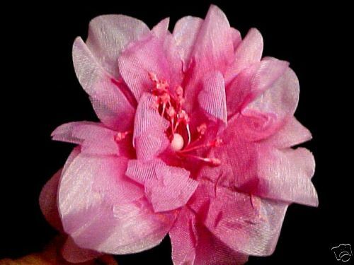 VINTAGE MILLINER FLOWER 4 PINK Organza SILK DAHLIA 1pc  