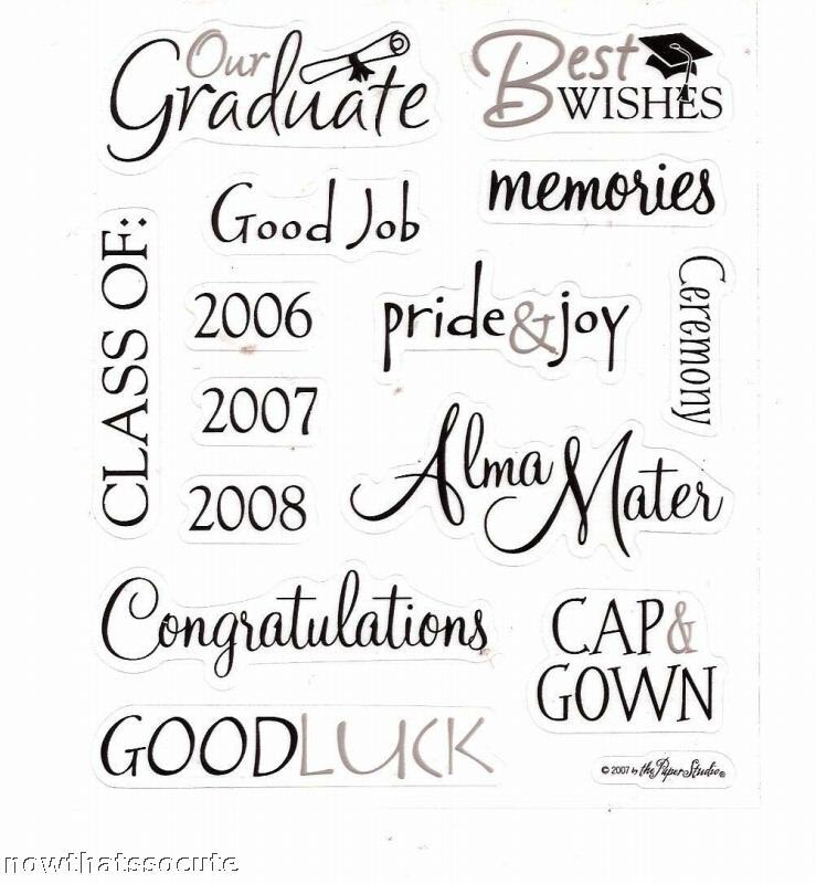 STI   Graduation Words 4 x 5 Scrapbooking Stickers  