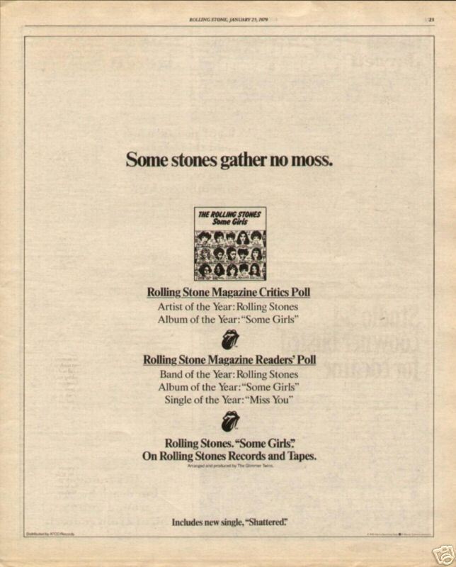 1979 THE ROLLING STONES SOME GIRLS ALBUM PROMO AD  