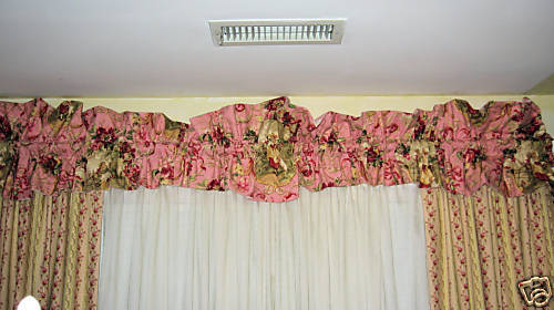 Gathered Window Topper/Valance scalloped. Your Fabrics  