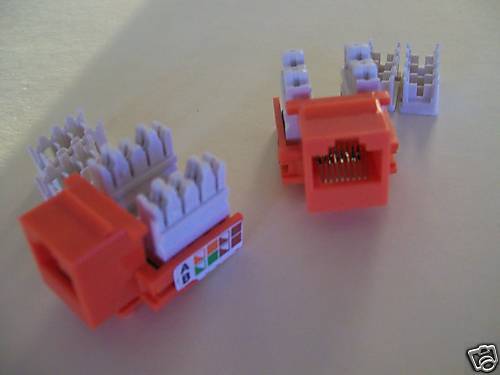 25  RJ45 Cat5 Cat5e 110 Punch Keystone Jack ORANGE  