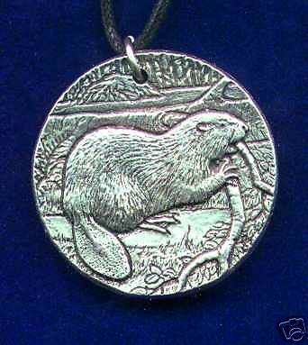 Wildlife Jewelry   Pewter Beaver Pendant SCA LARP 0643  