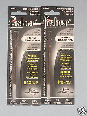 2 Fisher Space Pen Refill Black Medium Point SPR4 / PR4