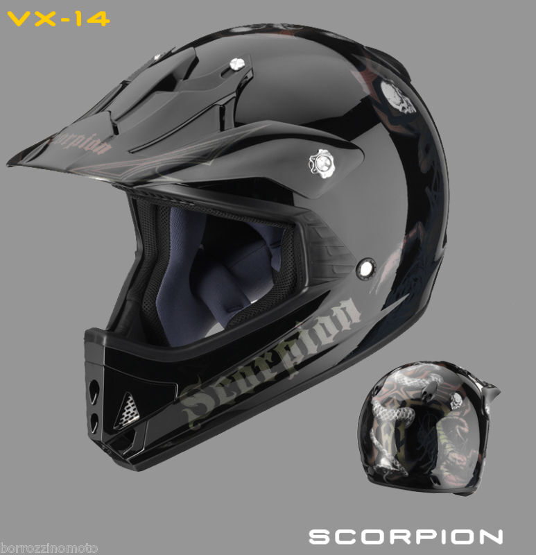 CASCO SCORPION CROSS VX 14 VX14 NERO CAMALEONTE TG. L  