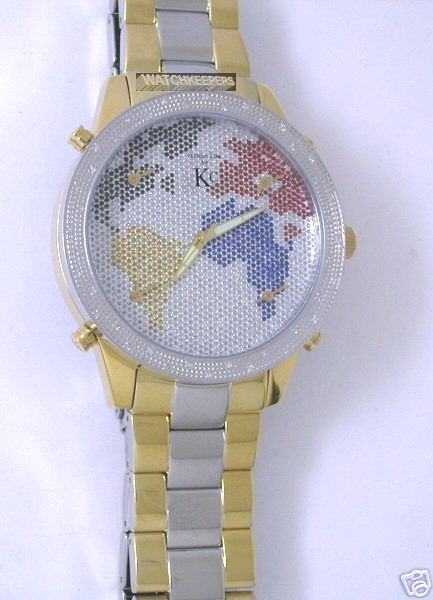 TECHNO 5 TIMES ZONE 0.30CT DIAMONDS WATCH /JOJO  