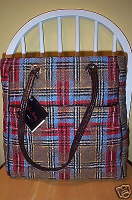 Vera Bradley Highland Patchwork Plaid Three Pocket Tote  