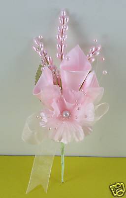 PINK Flower Lilies CORSAGE w/ AZAR & PEARL Spray  