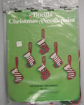 Vintage Bucilla Christmas Needlepoint Crewel Ornaments  