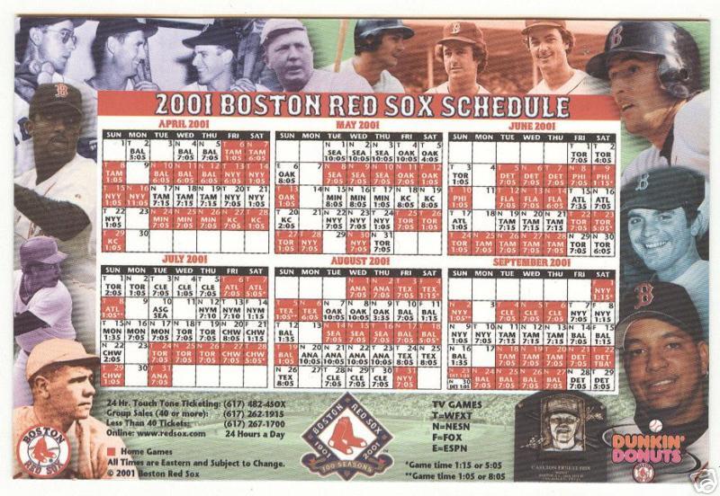 Boston Red Sox Schedule Tony Conigliaro Ted Williams  