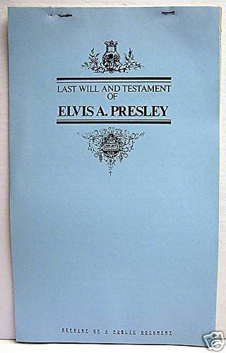 Elvis Presley Last Will And Testament Public Document  